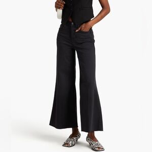 FRAME Le‎ Palazzo Crop high-rise wide-leg Raw Hem jeans Washed Black Size 26